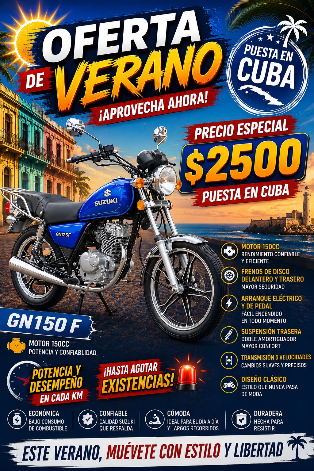 Moto de combustión para enviar a Cuba