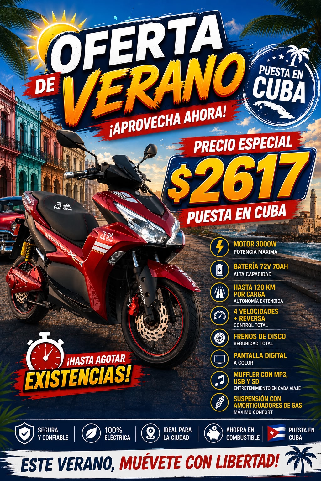 Motorina Halcón 3000W eléctrica para Cuba